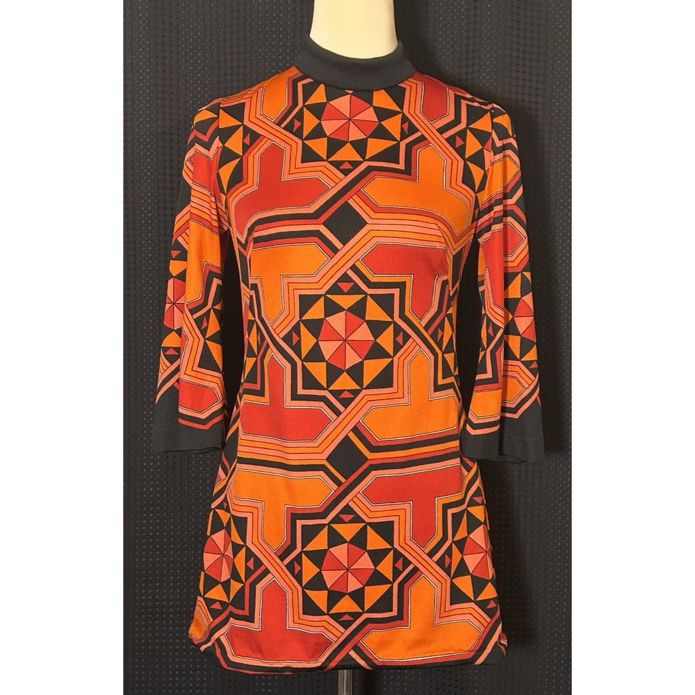 AWESOME Juka Paris Mod Psychedelic Geometric Mini Dress Tunic